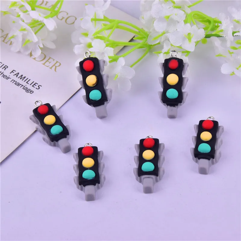 10pcs/pack Traffic Lights Resin Charms Flatback Resin Pendant Jewelry Making Craft DIY