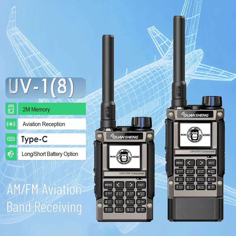 Quansheng UV-K1(8) شريط هوائي لاسلكي تخاطب تردد لاسلكي نسخة من النوع C شحن متعدد الموجات UHF VHF هام راديو