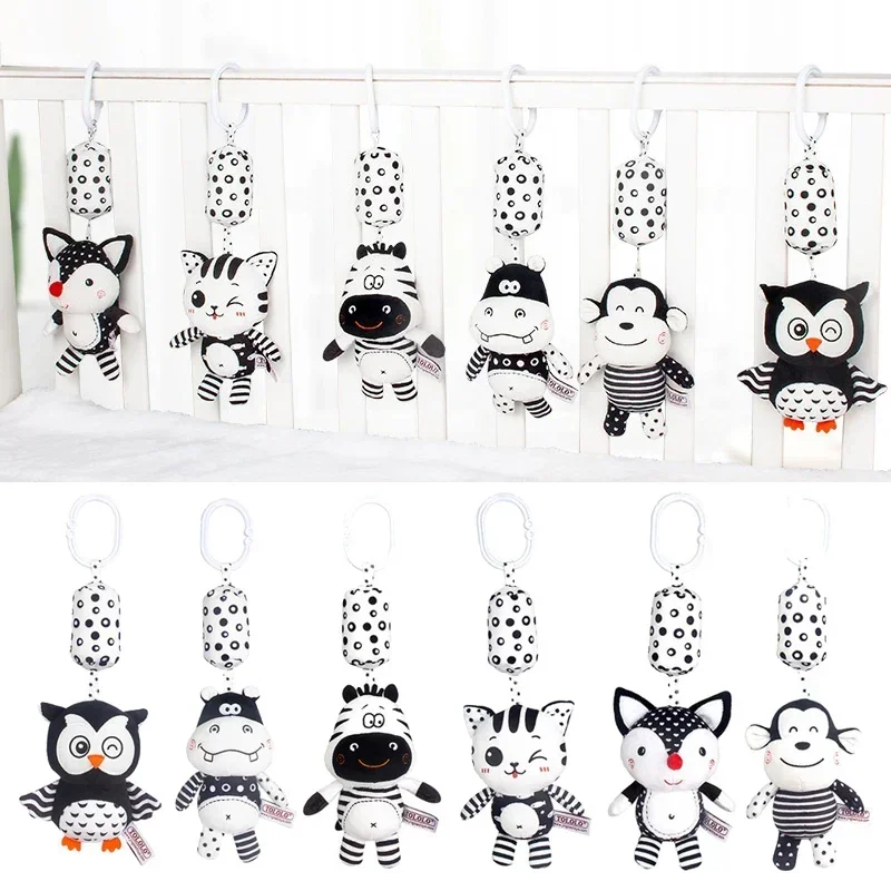 Campana de Viento en Blanco y Negro, Juguete Educativo para Recién Nacidos, Campanas de Regalo, Sonajero de Peluche Suave, Campana Colgante para Cuna, Asiento de Coche, Cochecito de Viaje