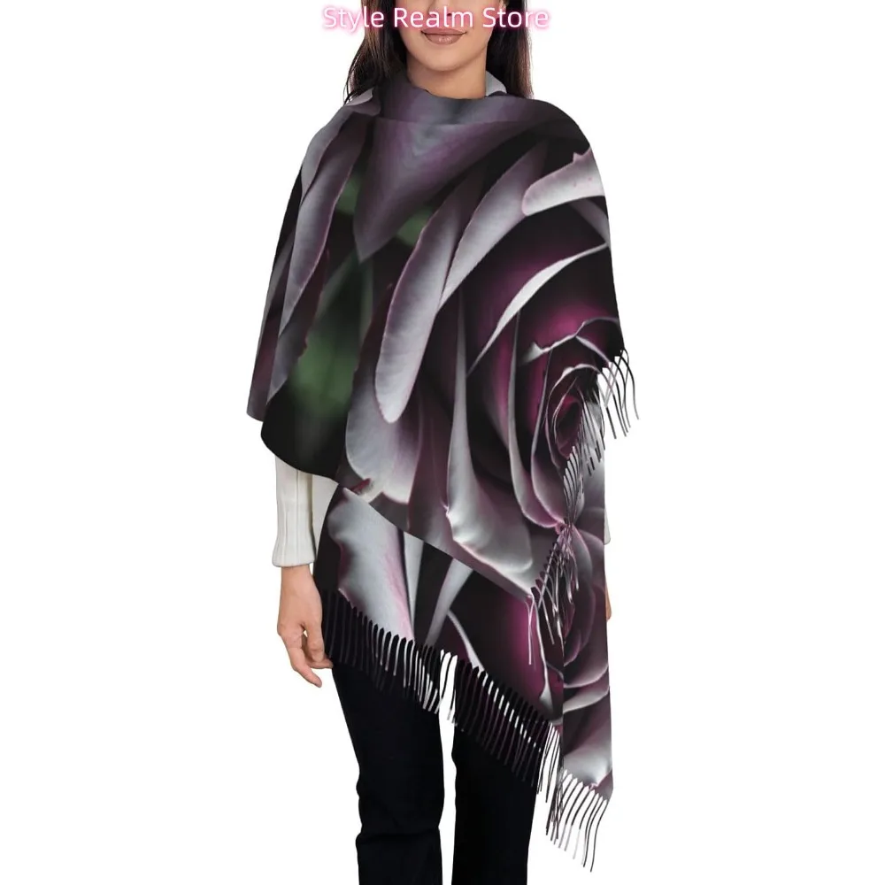 

Gothic Rose Flower Print Polyester Scarf Breathable Fashion Accessory For Travel And Everyday Wear