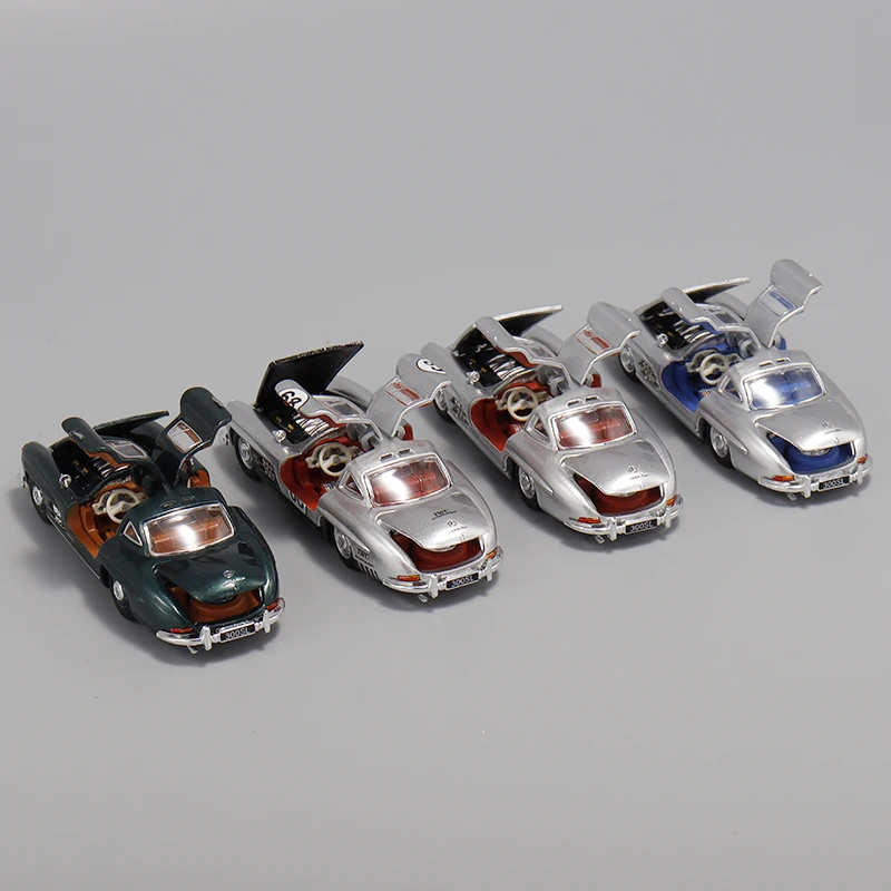 재고 있음: 1:64 1955 300SL W198 갈윙 도어 다이캐스트 시뮬레이션 합금 자동차 모델, 소년 선물 장난감, 성인 수집용 전시품.