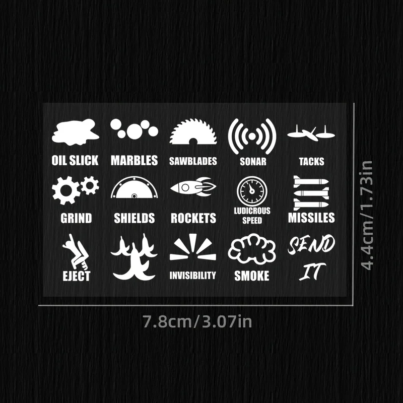 1Set 2D Flat Funny Function Icon Vinyl Stickers, Waterproof Decal For Car Center Console Decor, Holiday Gift