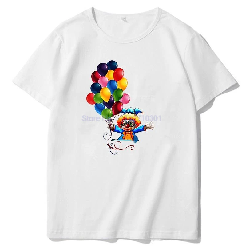 Cartoon Balloon Clown Fashion Graphic T Shirts Summer New Shirts And T-Shirts Cotton Short Sleeve T Shirt Mens Print T Shirt