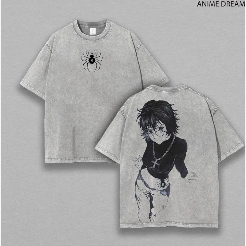 

Shizuku Hunter X Hunter, Phantom Troupe Anime Double Printed Vintage Washed Tee Unisex Oversize Heavyweight Cotton T-shirt for A