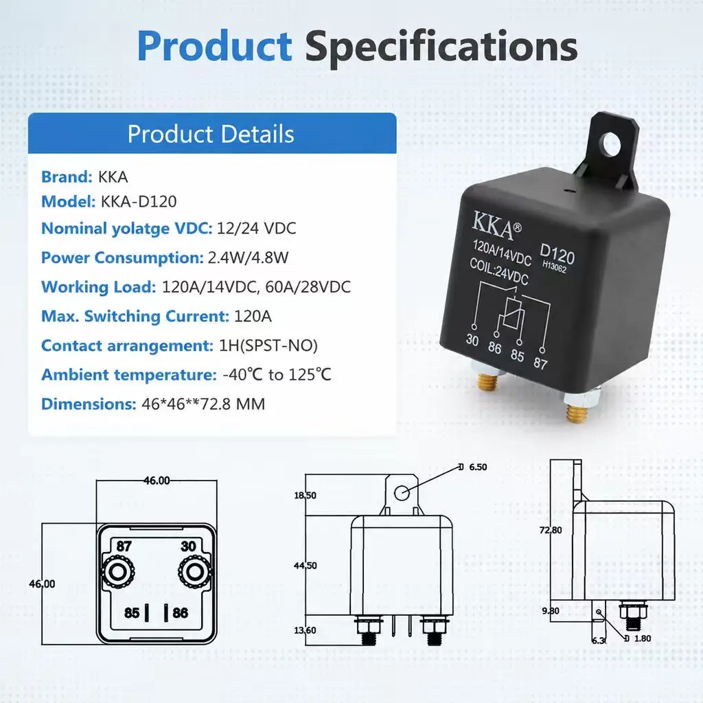 [2pcs/box]The KKA-D Series Automotive Relay 120/200/250A 12/24V 4P High-Current Relay Circuit Controls New Energy Vehicles