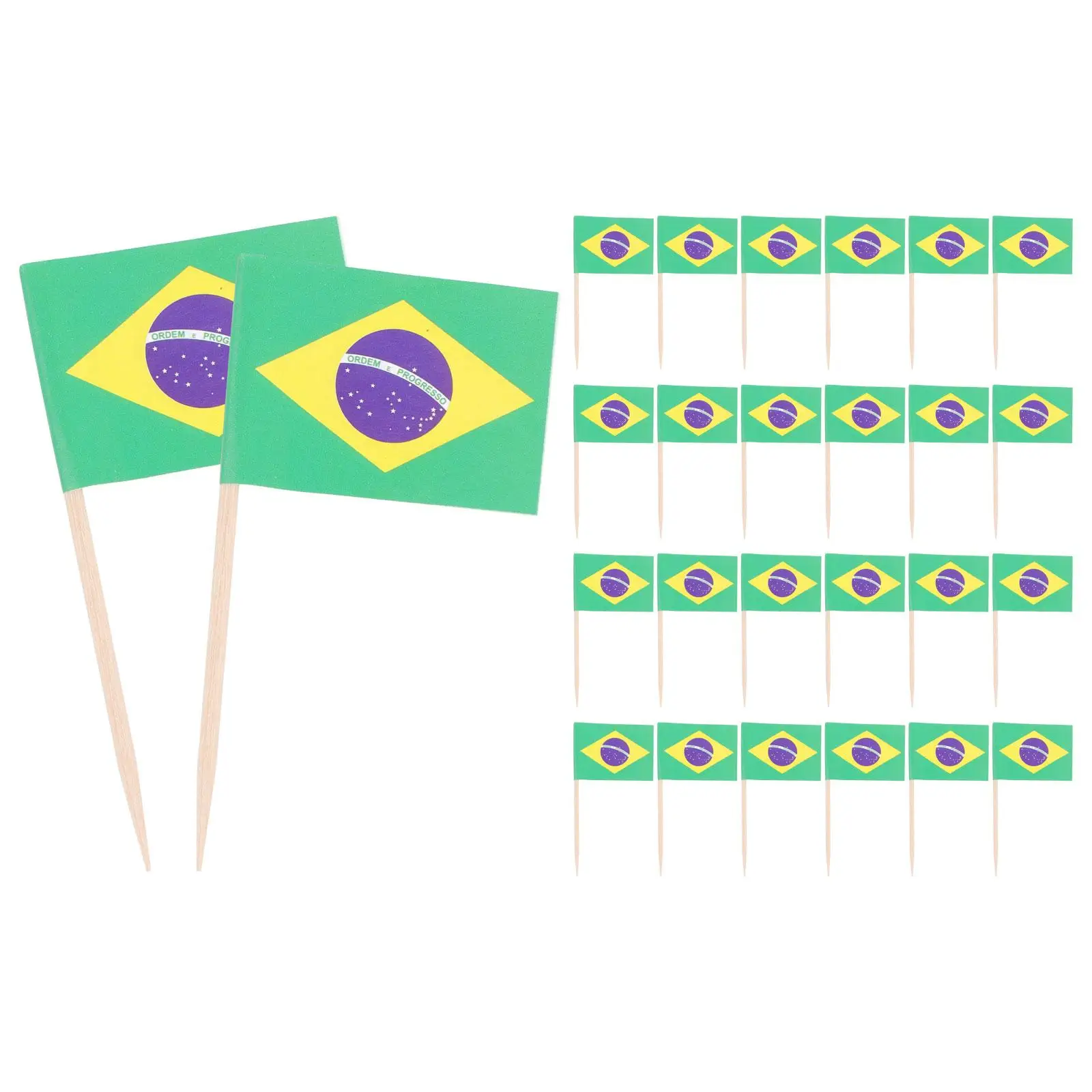 

100 Pcs Flag Cake Toppers Paper Decorative Picks Bamboo Banner Cupcake Party Supplies Reusable Creative