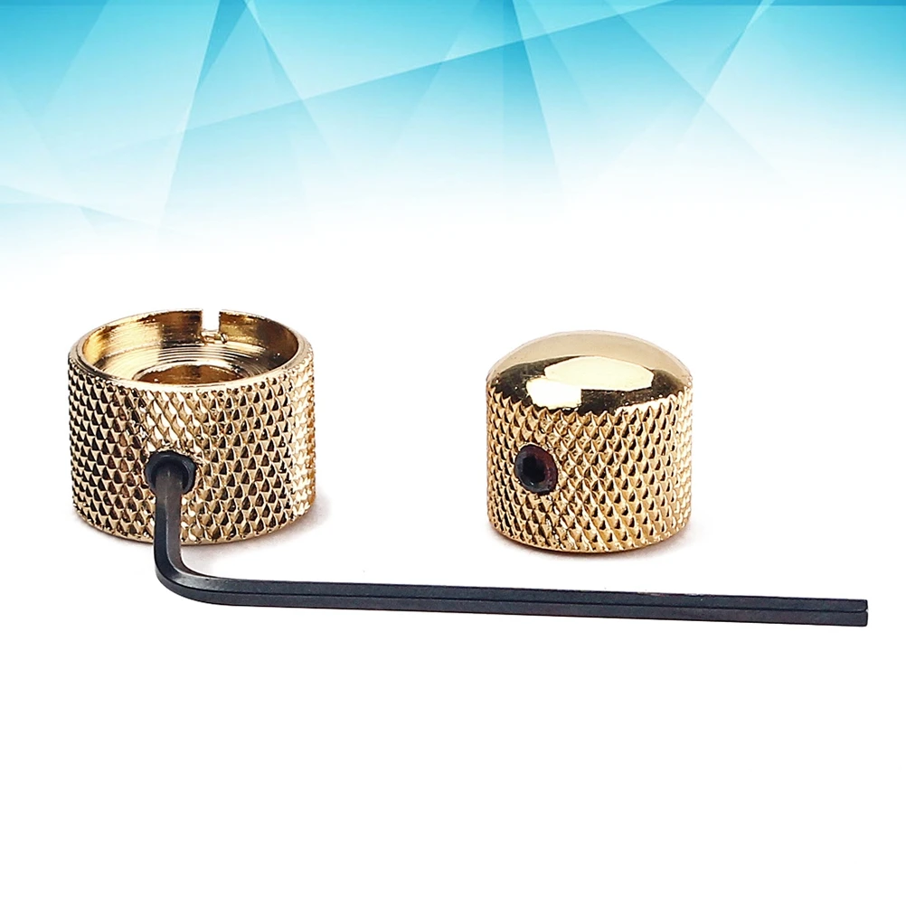 

2 In 1 Dual Volume Tone Blend Control Control Knobs Domed Knobs with Key for Electric Guitar Bass (Golden)