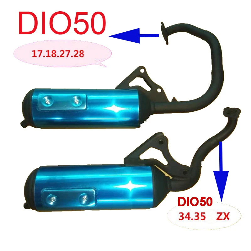 

Motorcycle Exhaust Pipe for DIO50 AF17 AF18 AF27 AF28 ZX50 DIO 50cc AF34 AF35 For Honda Scooter Escape Muffler Silencer Black