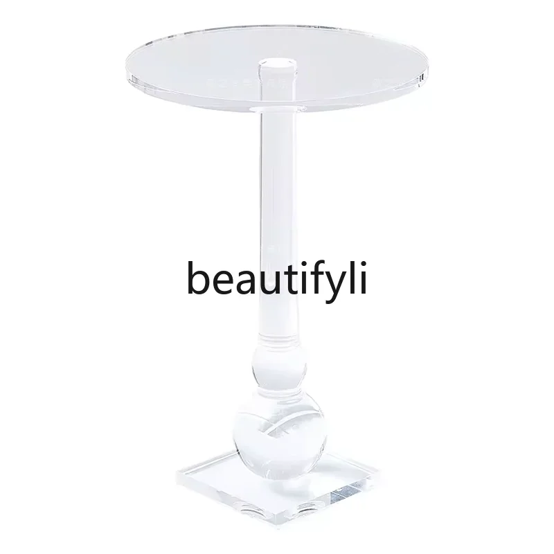 Acrylic coffee table Modern simple living room Home sofa Small round table Bedroom  Transparent edge table