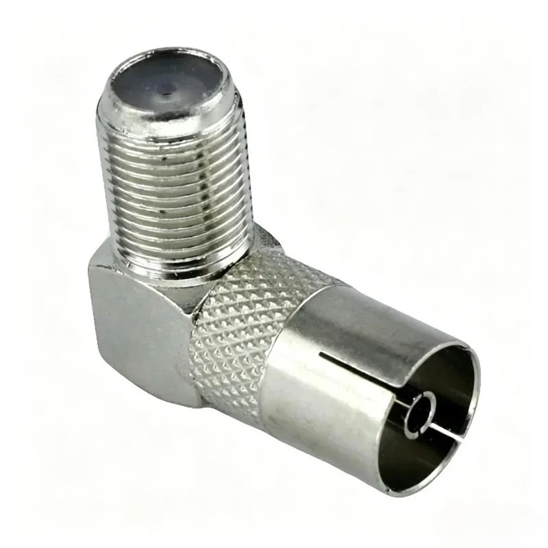F Female to TV Female Right Angle Adapter 90 Degree RF Coaxial Connector F Type to IEC Jack for TV Aerial Antenna