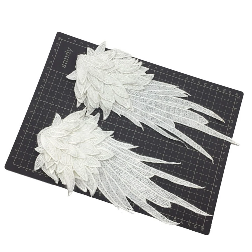 

Water Soluble Embroidered Wing Cloth Patch Durable Sew Costumes Decor Angel Wing Applique Halloween Christmas Party