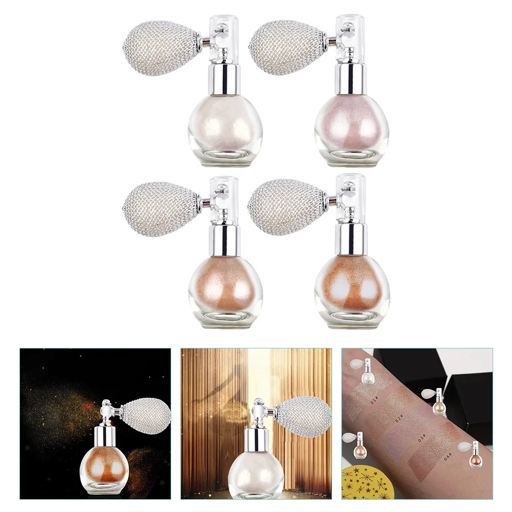 4Pcs Body Glitter Spray Highlighter Powder Spray Shimmer Makeup Festival Party Hair Face Body Glitter