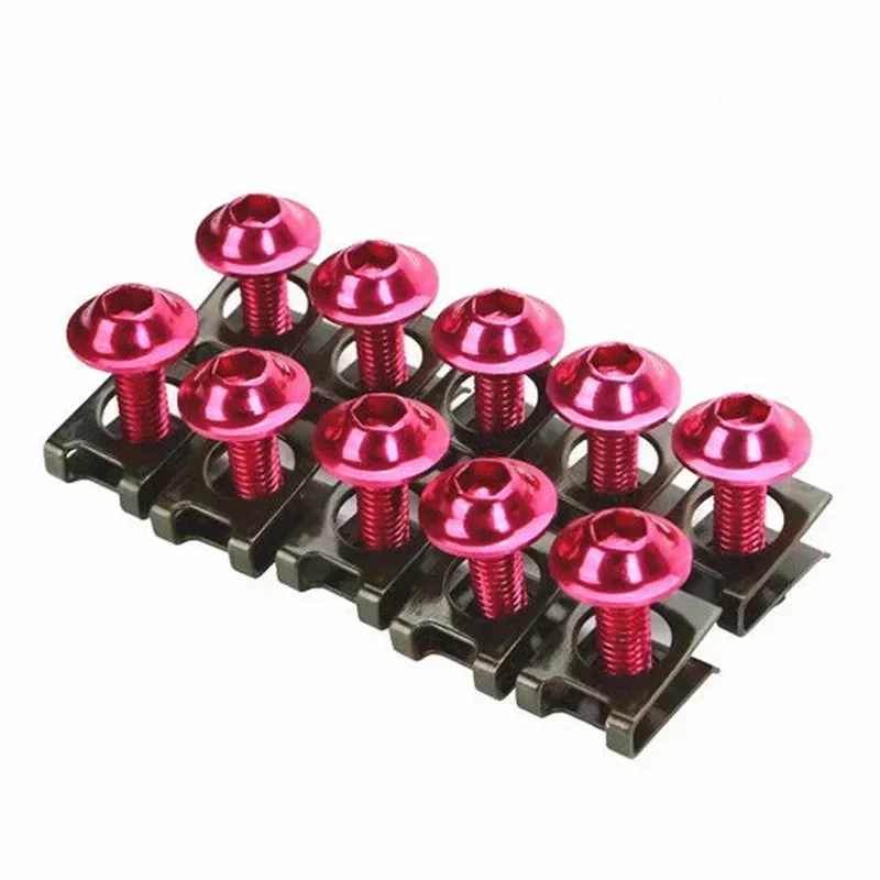 Motorcycle Red 6mm Fairing Mount Bolt Kit Screw Spire Speed Fastener Clip Nut YZF R1 R6 RR