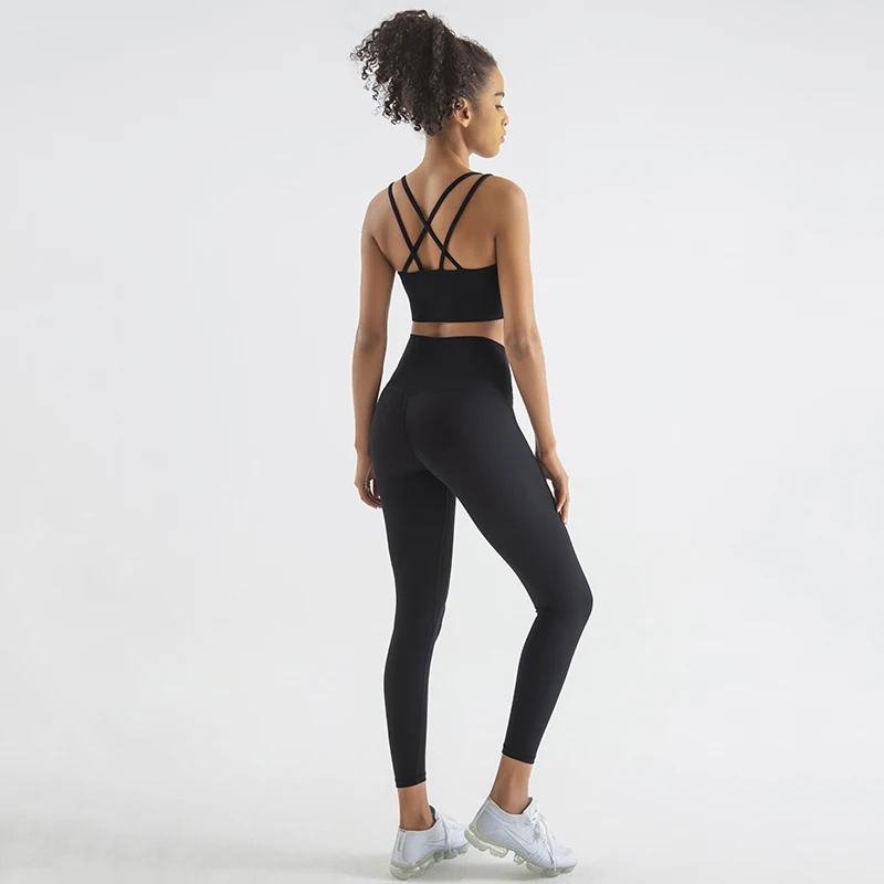 SOISOU-conjunto de Yoga de nailon para mujer, chándal de Fitness, conjunto de dos piezas, sujetador deportivo, Leggings, ropa deportiva transpirable