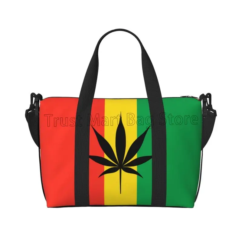 Reggae Flag Travel Duffel กระเป๋าน้ําหนักเบากันน้ํา Weekender กระเป๋าค้างคืนพับได้ Tote กระเป๋าสําหรับกีฬายิมโยคะ