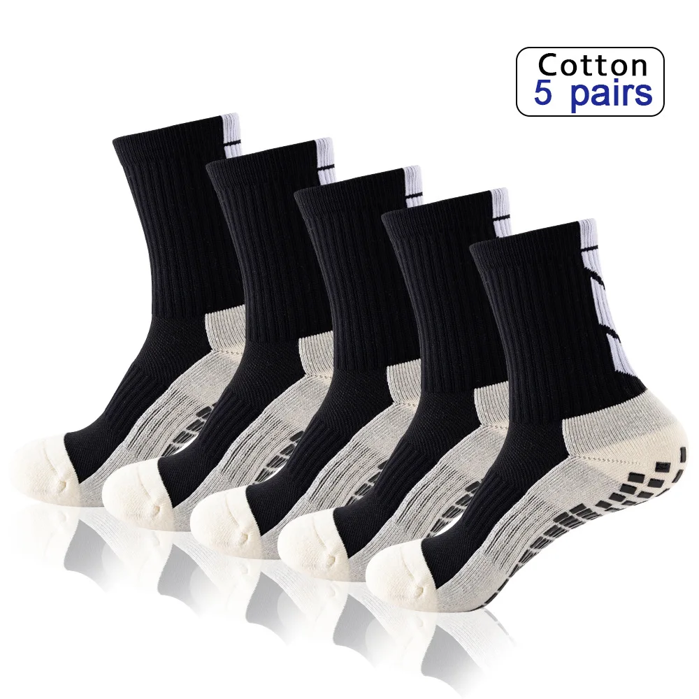 Calcetines de fútbol para hombre, medias gruesas con fondo de toalla, para entrenamiento profesional, correr, baloncesto, 5 pares