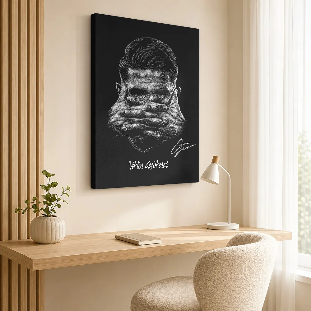 Viktor Gy??keres Scribble Art Style Canvas Print Poster Customized Sports Portrait Canvas Wall Art for Gym Decor Ready to Hang