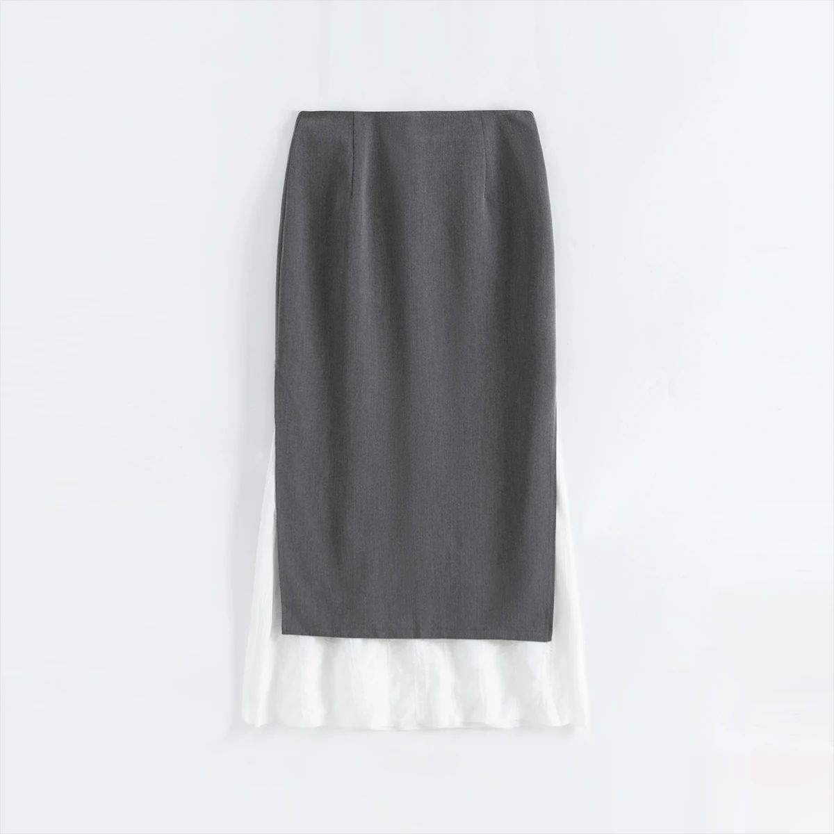 المرأة ريترو رمادي تقسم Bodycon حورية البحر تنورة الجانب الشق تصميم أنيق سليم صالح عالية الخصر ميدي تنورة الخريف الشتاء