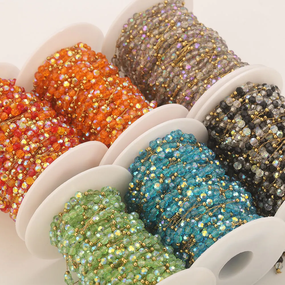 1 เมตรลูกปัดสแตนเลสโซ่สําหรับเครื่องประดับ DIY สร้อยข้อมือผู้หญิงสร้อยคอเครื่องประดับทําวัสดุ Creation