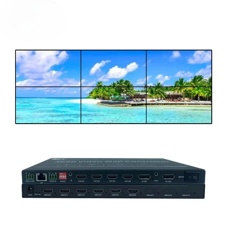 

Professional Audio Video & Lighting 6-Channel Video Wall Controller 4K 2x2 2x3 3x2 Switcher for TV Screens 1x3 1x4 1x6