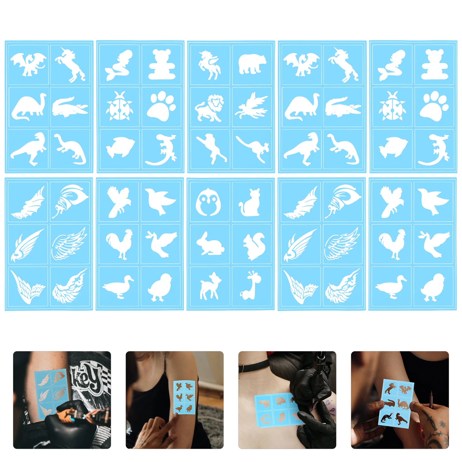 

10Pcs Facial Makeup Pattern Stencils Clear Hollow-Out Design for Creative Face Painting Crafts on Wood Blocks Eyes Art Projects