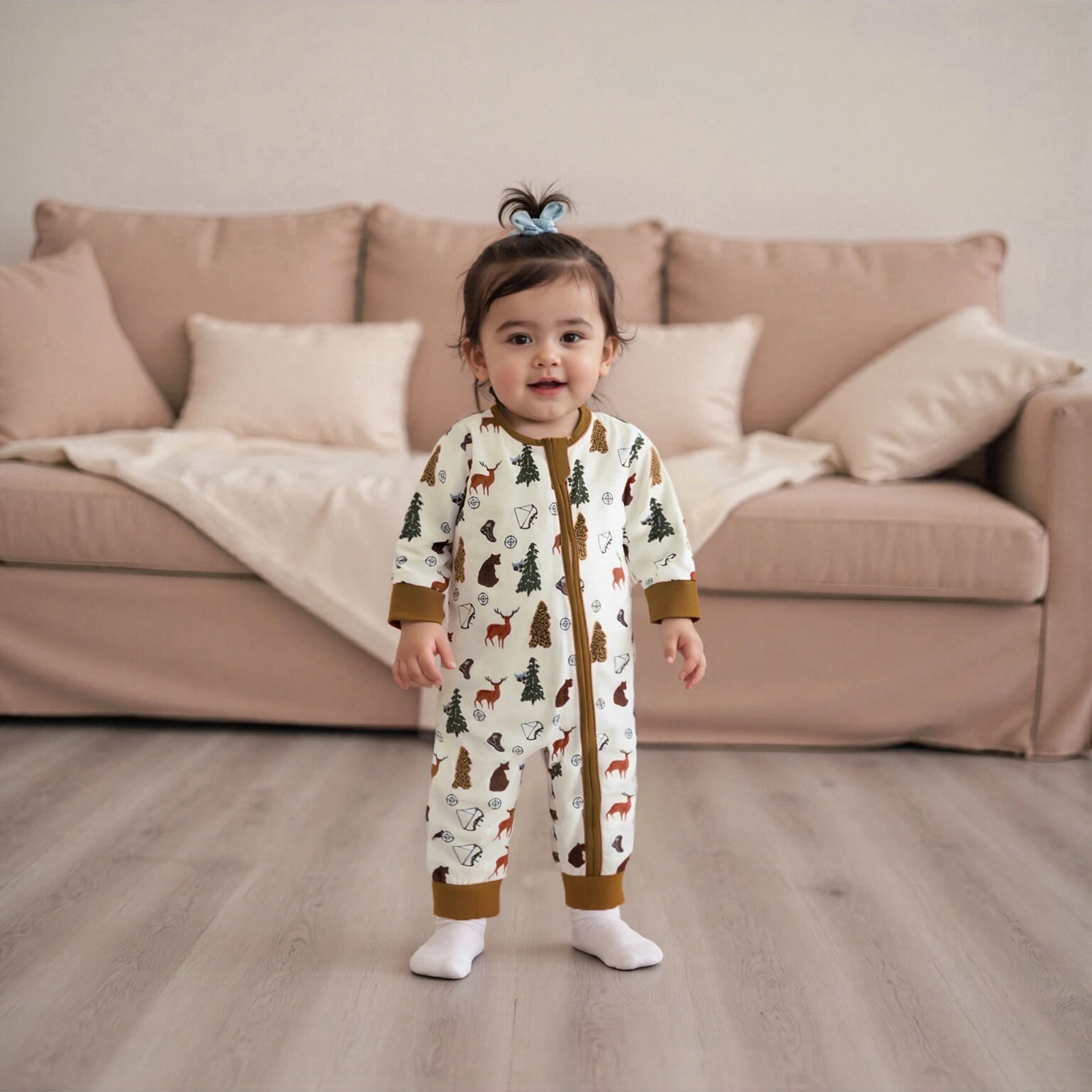 

Suefunskry осенний комбинезон для маленьких мальчиков с животным принтом, длинными рукавами и круглым вырезом, полная длина, комбинезон на молнии