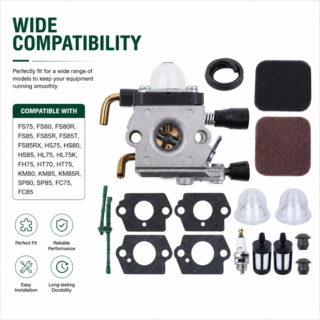 Carb Air Filter Kit For Stihl FS75 FS80 FS80R FS85 FS85R FS85T FS85RX HL75 HT70 HT75 Trimmer Replaces C1Q-S66 C1Q-S71 C1Q-S97