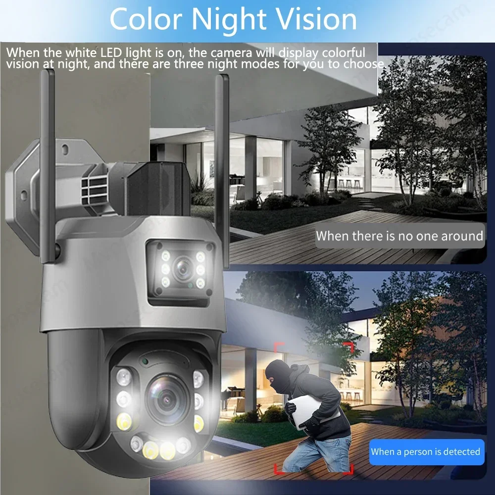 4K Dual Lens Wifi PTZ Security Camera 50X Zoom Outdoor Human Detection ICSEE Wireless CCTV Video Surveillance Camera 2 Way Audio