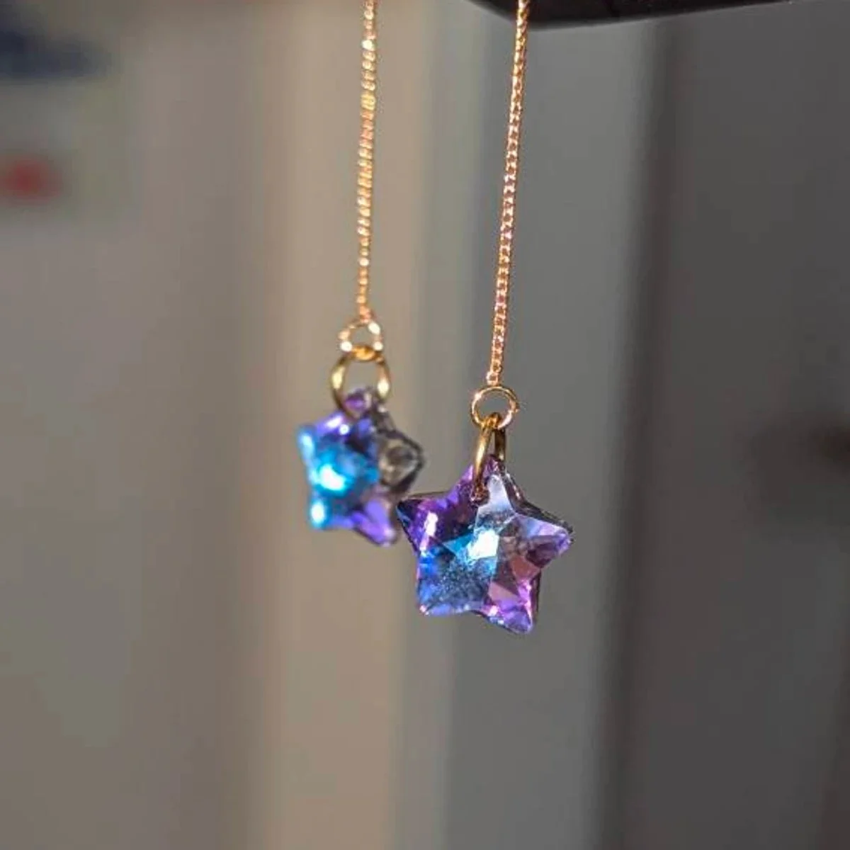 Sun Catching Rainbow Prism Crystal Threader Earrings