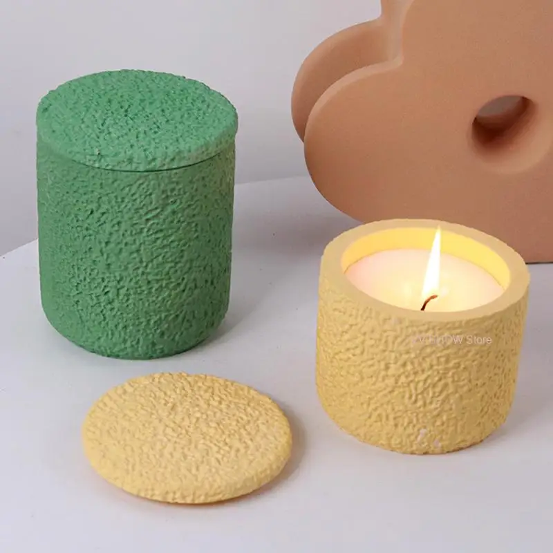 Candle Jar Silicone Molds Concrete Molds for Candle Holder with Lids DIY Candle Cup Cement Mould for Candle Making Supplies