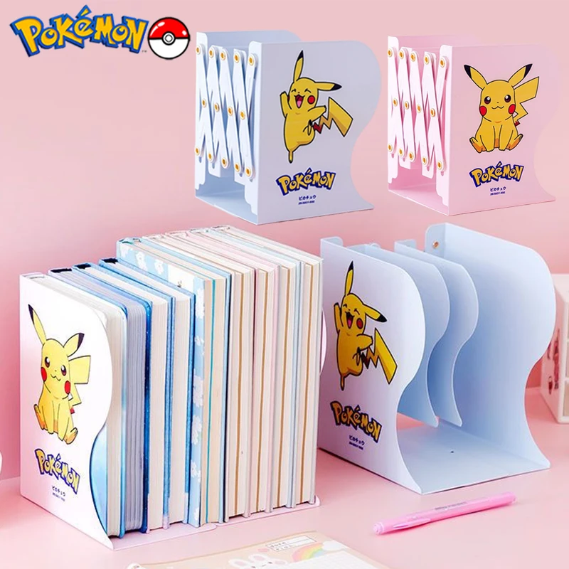 

Cartoon Pikachu Retractable Bookcase for School Office Supplies Folder Organizer Portable Bookshelf Desktop Book Storage Cabinet