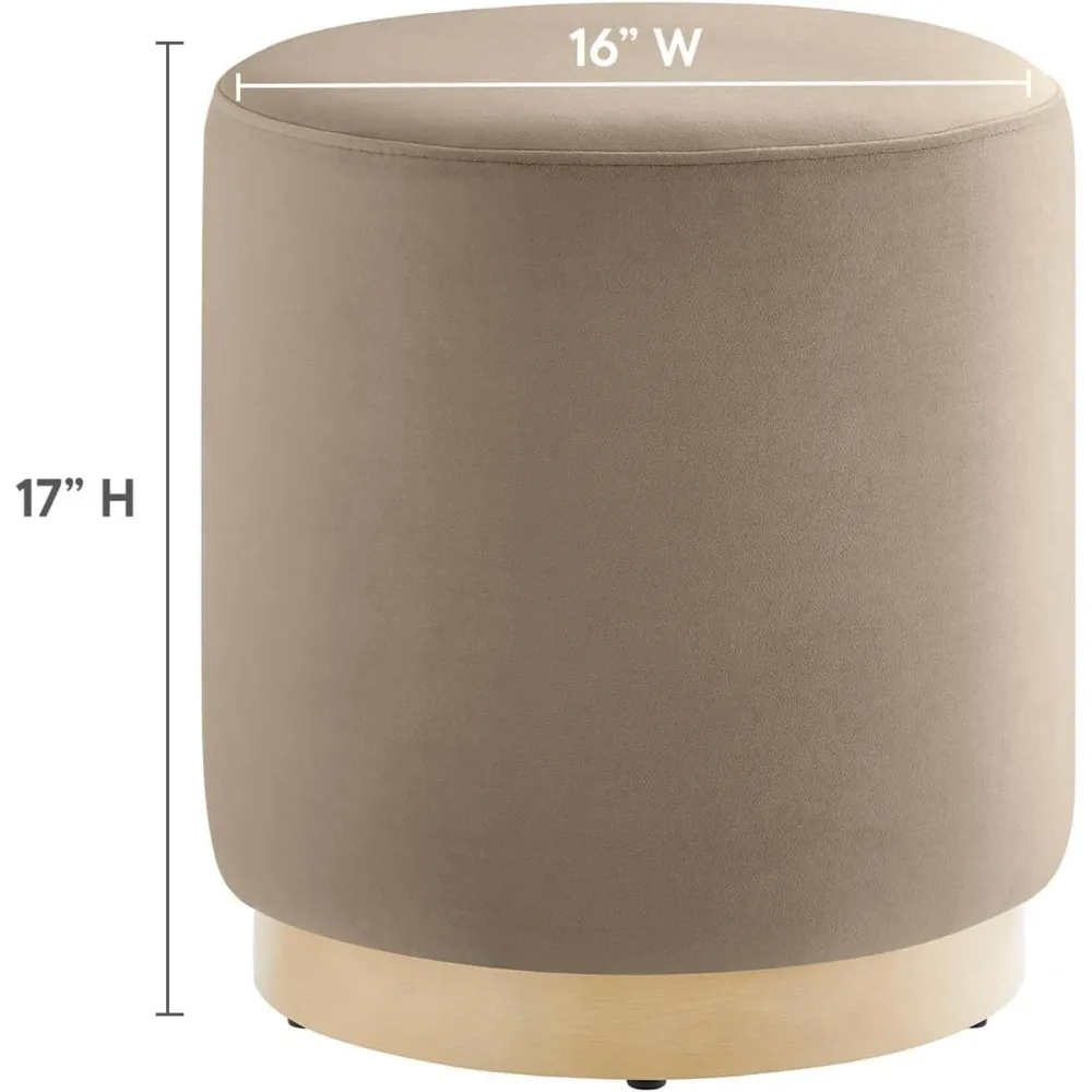 مقعد عثماني مخملي مستدير مقاس 16 بوصة - تنجيد مقاوم للبقع، طاولة قهوة متعددة الوظائف لمسند القدمين لغرفة المعيشة #3