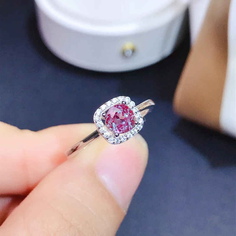 Natural Alexandrite lady's RING 925 Sterling Silver Princess square new style recommendation