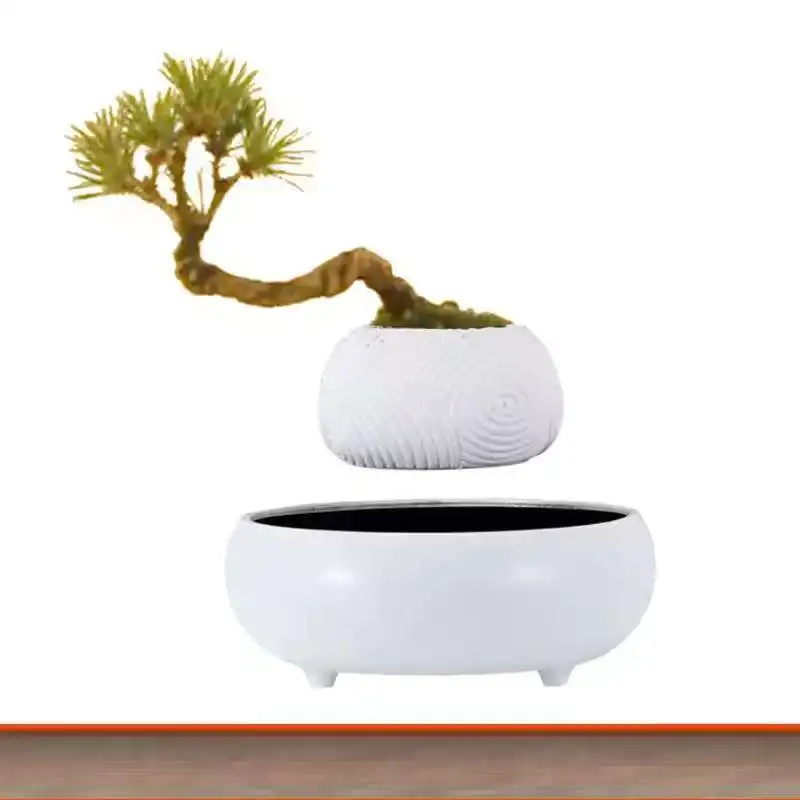 Levitating Air Bonsai Pot Rotation Flower Pot Planters Magnetic Levitation Suspension Floating Pot Potted Plant Home Desk Decor