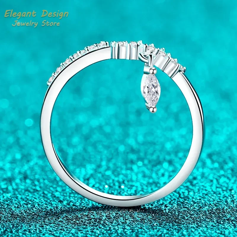 

Для женщин модные 21,2 точек полный муассанит кольца-капли в форме листа модные платиновые Pt950 изысканное высококачественное темпераментное кольцо в подарок