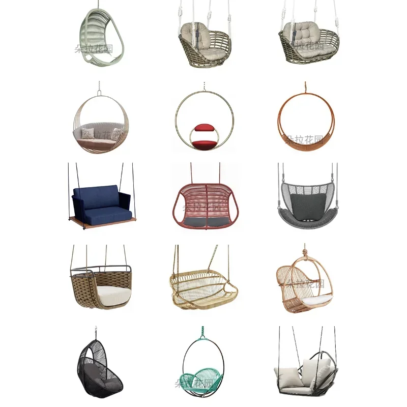 Customized outdoor balcony net red bird's nest courtyard rattan hanging chair villa swing home hanging lazy rattan chair