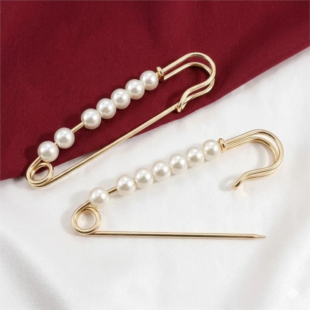 10pcs Large Faux Pearl Decorative Safety Brooch Pins for Women Clips for DIY Women Clothing Dress Pants Skirt Jewelry Making view 3