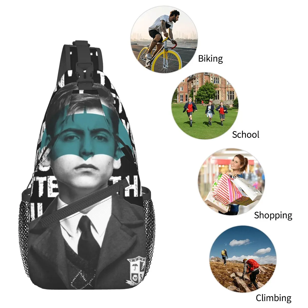 Umbrella Academy Sling Bags Chest Crossbody Shoulder Sling Backpack Outdoor Sports Daypacks Number 5 tv Printed Pack