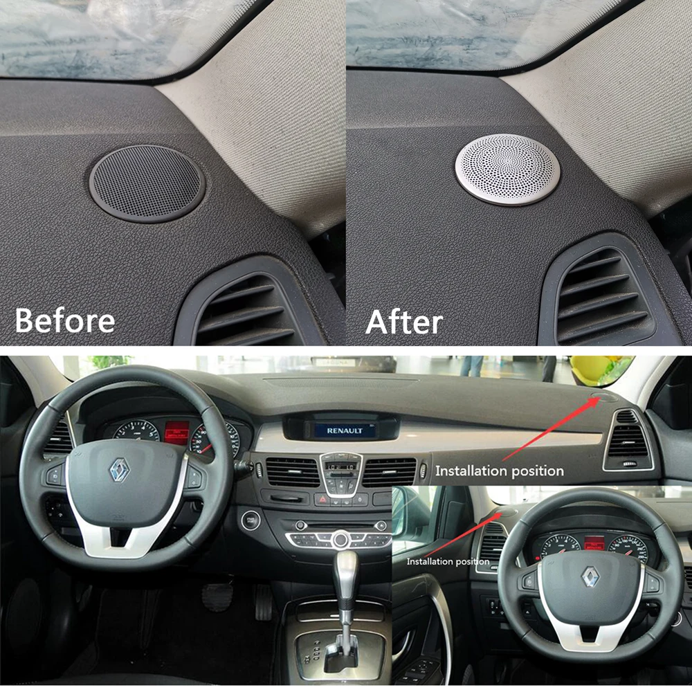 For Renault Laguna Stainless Steel Interior Speakerl Net Round Protective Cover Ring Strong 2008-2012