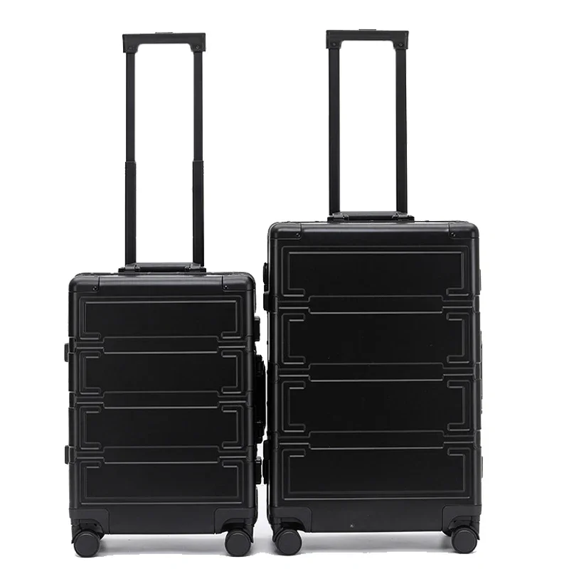 20/24/26/28 Inch Zakelijke Zilveren Kleur Rollende Bagage Van Hoge Kwaliteit Aluminium Trolley Koffer Op Koffer Op Stomme Wielen