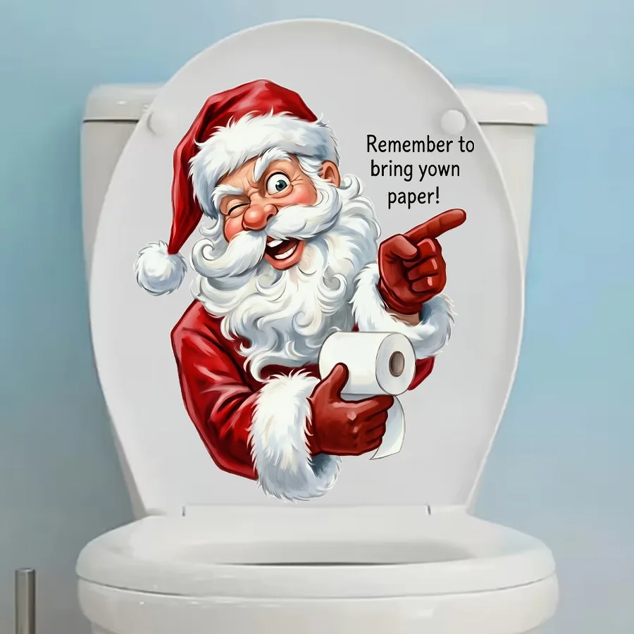 New Wall-Breaking Santa Creative Toilet Sticker Christmas Decoration Suitable for Bathroom and Bedroom Self-adhesive Decoration