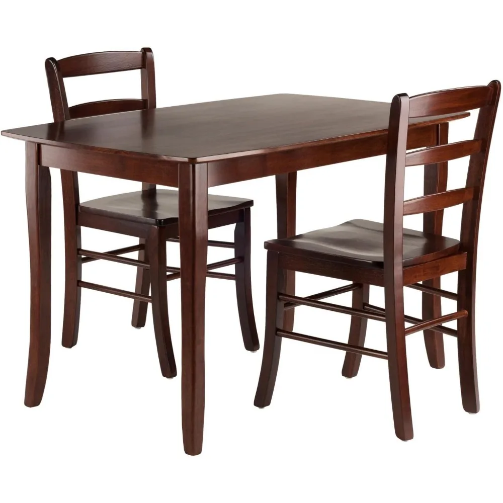 Winsome Inglewood 3-Piece Dining Set with 2 Ladderback Chairs, Walnut Finish