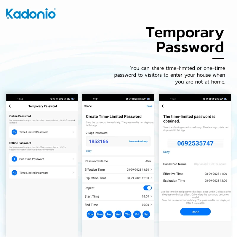 Kadonio kamera digital, Video Porteiro Desbloqueio De imprestinya WiFi Fechadura De porta Eletrica Com