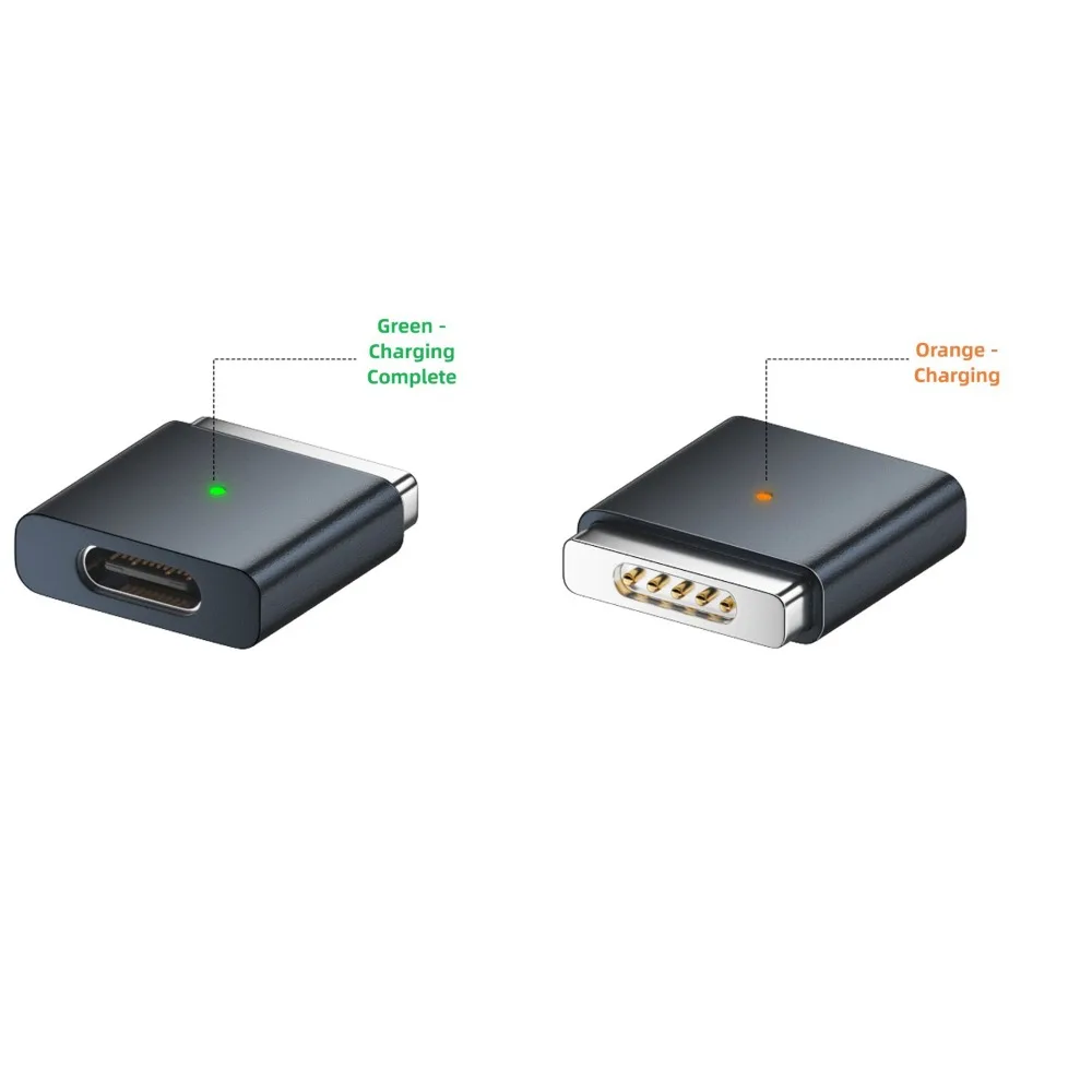 PD 100W USB Type-C to Safe 2 Converter Quick Charge Indicator Light Magnetic Charging Adapter Durable for MacBook Pro 15 inch