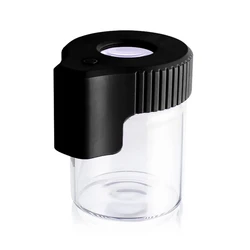 HAPPY Tobacco Glass Jar with Magnifying Lid and Light Transparent Storage Container Clear Stash Herb Jars Smoking Accessories