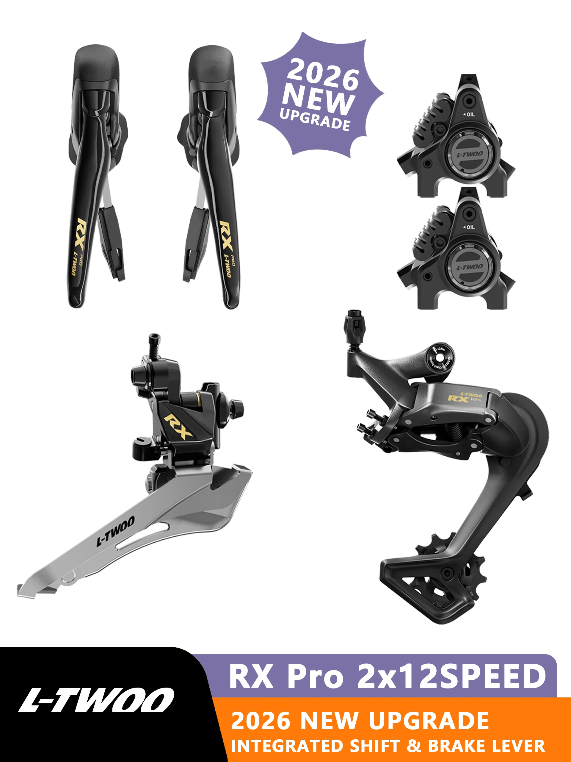 AliExpress LTWOO 2026 New L-TWOO Ltwoo RX Pro 2x12-Speed Road Bike Groupset, Hydraulic Disc Brake, Dual-Control Gear Shifter