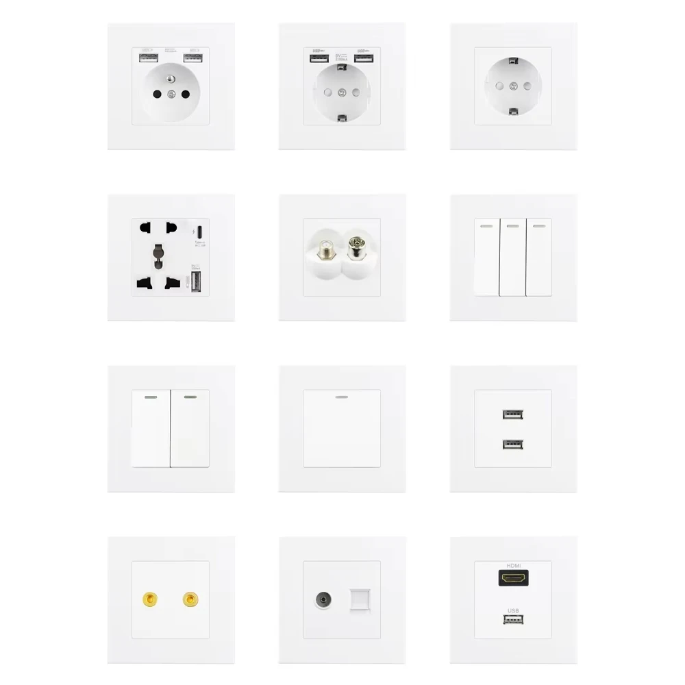 S-Series DIY  Function Components Free Combination Wall Power Socket USB Light Switch C-Type RJ45 TV Antenna Audio Module