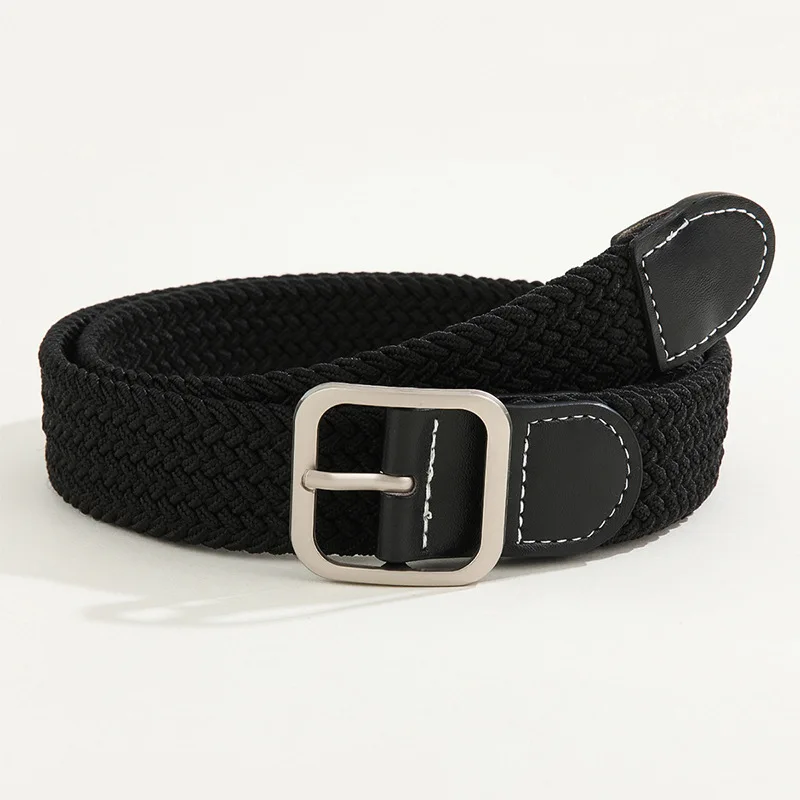 

Classic canvas woven belt for women versatile stretch jeans casual student accessories retro simple pin buckle lazy belts