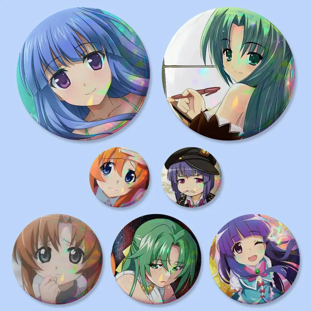 Broches Clásicos Kawaii de Anime Higurashi When They Cry, 25, 32, 44, 58, 75 mm, Redondos, para Cosplay, Decoración de Bolsos, Regalos para Amigos, Broche, Souvenir
