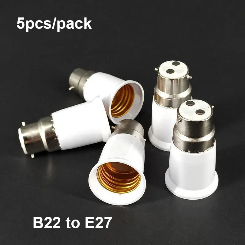 5pcs/pack B22 To E27 Converter-Lamp Socket Adapter Light Bulb Base Converters Bayonets To Screw Adapter Holder Set